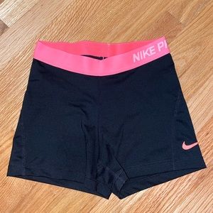 Nike Pro Shorts / Spandex, Black and Pink, Medium